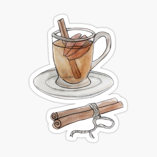 Apple Cider in a Glass Mug Illustration in Watercolor Sticker