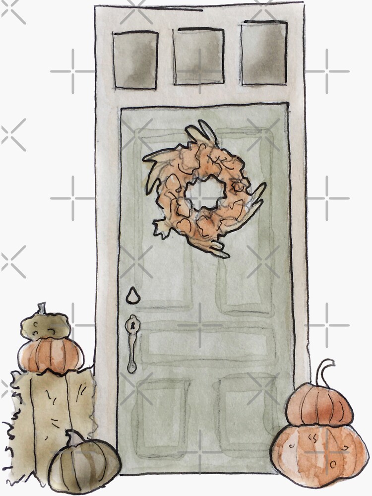 Harvest Door Illustration in Watercolor by WitchofWhimsy