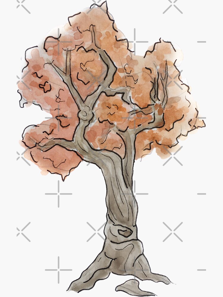Fall Tree Illustration in Watercolor by WitchofWhimsy