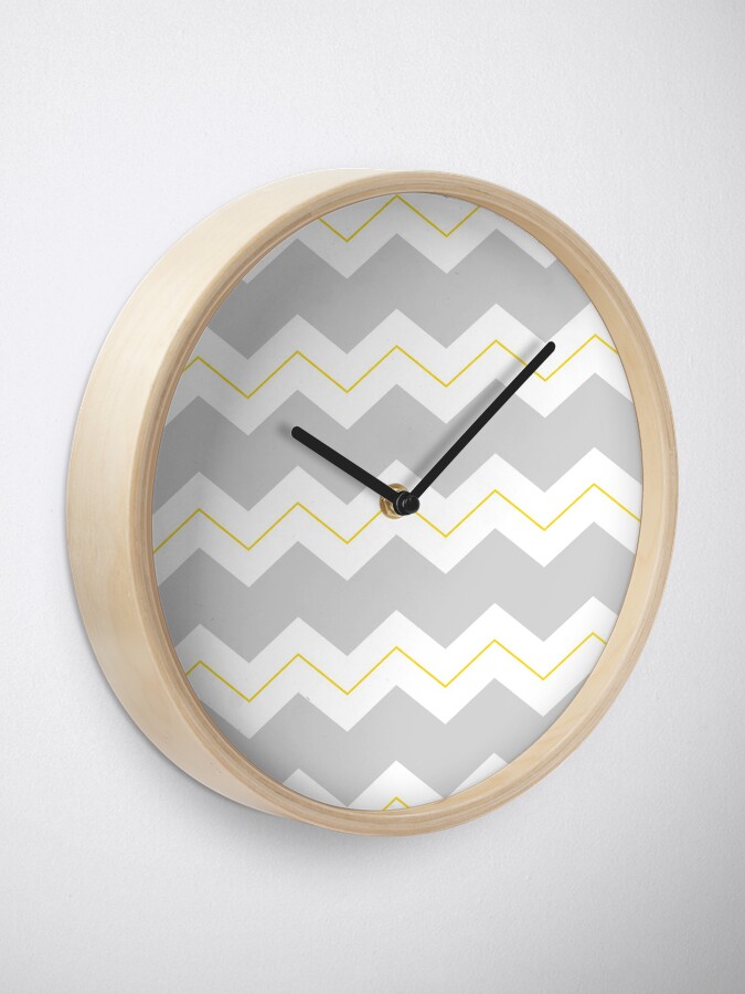 Alternate view of Chunky zigzags grey white and yellow Clock