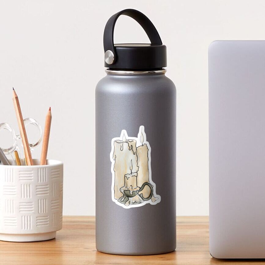 Three Burning Candles Illustration in Watercolor Sticker