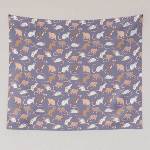 Item preview, Cute rattie rats against a slate grey background by Whimsicolourart designed and sold by Whimsicolourart.