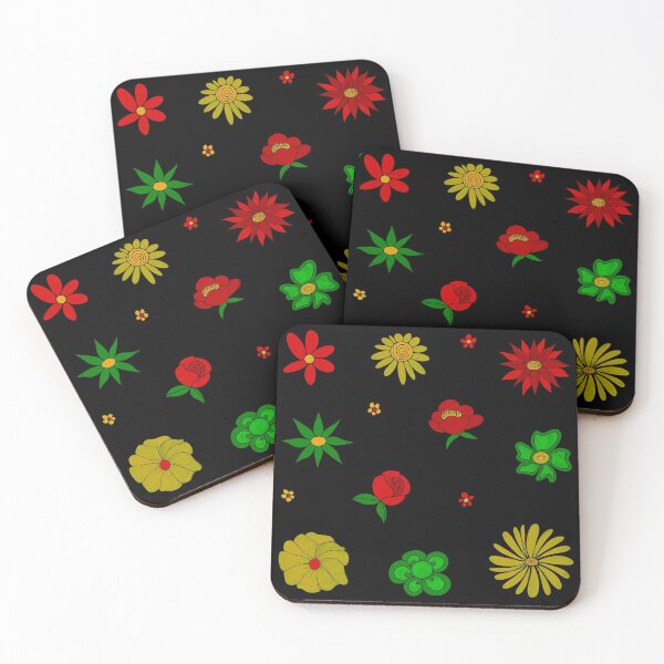 Item preview, Bib Flowers Line Flowers Hand Drawn in Festive Holiday Christmas Colors designed and sold by CottoVerdi.