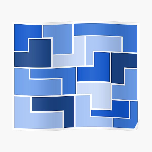 Cornflower Blue L-Shaped Hexagons Poster
