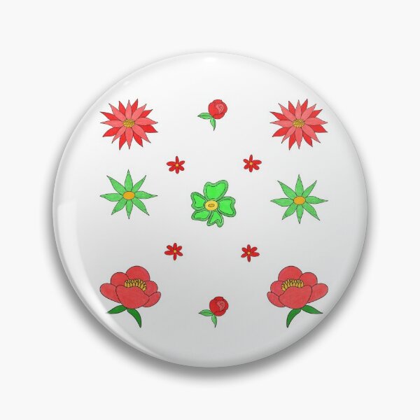 Item preview, Bib Flowers Line Flowers Hand Drawn in Festive Holiday Christmas Colors designed and sold by CottoVerdi.