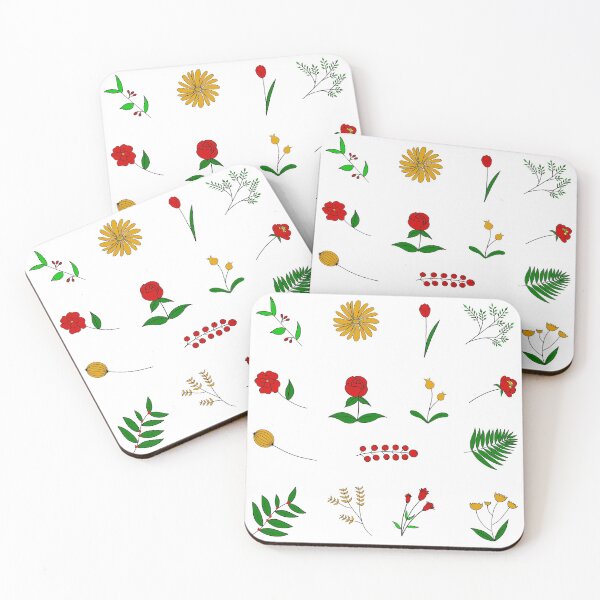 Item preview, Bib Flowers Line Flowers in Festive Holiday Christmas Colors designed and sold by CottoVerdi.