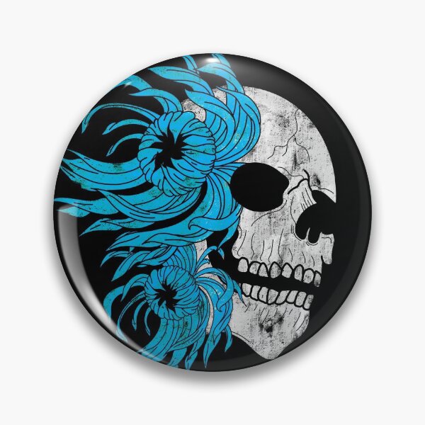 Item preview, Skull and turquoise blue chrysanthemums designed and sold by BV-creas.