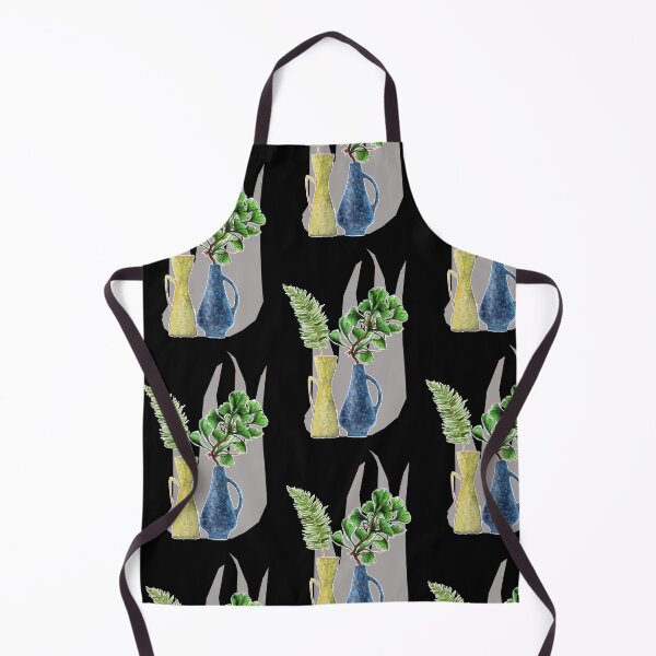 Item preview, I love jurassic ceramics! Vases still life with fern and gingko in blue-yellow-gray designed and sold by HeyK.