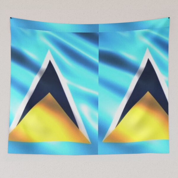 Item preview, Beautiful St.lucia Flag waving in the sun, sand, and sea designed and sold by Black British  Designer - Photographer.