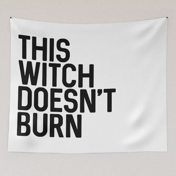 Item preview, THIS WITCH DOESNT BURN feminist text slogan designed and sold by MacPean.
