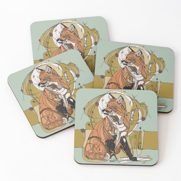 Item preview, Art Nouveau Fox Sage Green designed and sold by esmeemaclaren.