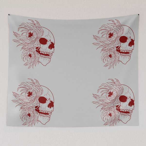 Item preview, Skull and red chrysanthemums designed and sold by BV-creas.