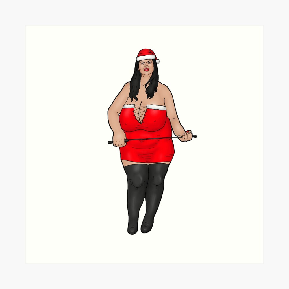 strict BBW Christmas dominatrix with very large breasts