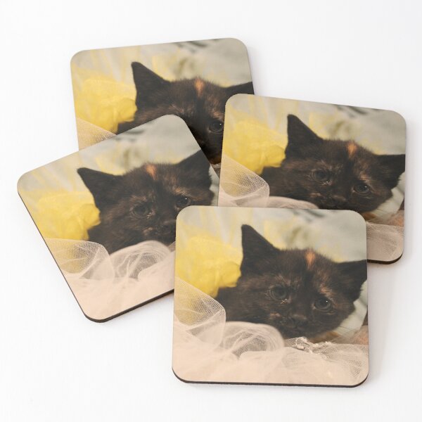 Item preview, Ziggy the Tortoise Shell kitten with Yellow tutu in basket designed and sold by MagicalBrtakins.