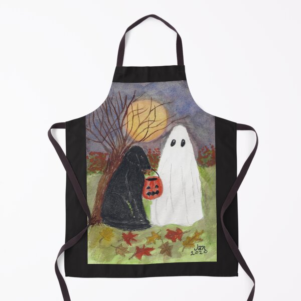 Item preview, Halloween Black Dog Flat-Coated Retriever and Ghost designed and sold by cahabacrew.