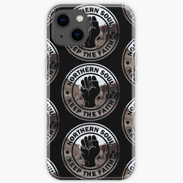 Northern Soul Keep The Faith Logo Chrome and Black shirt, mask, sticker iPhone Soft Case