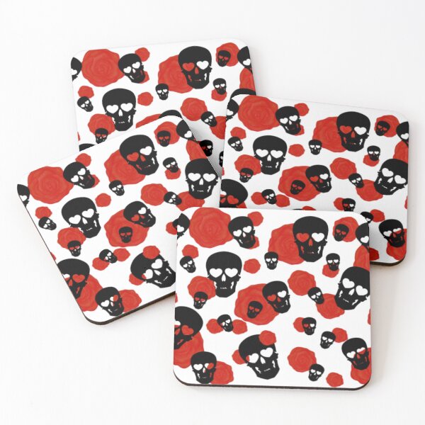 Item preview, black skulls with red roses designed and sold by UNApologetical.