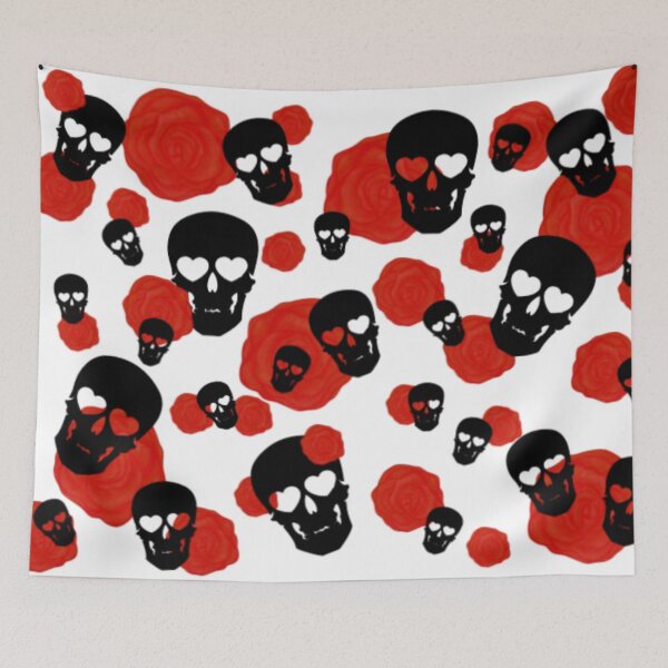 Item preview, black skulls with red roses designed and sold by UNApologetical.