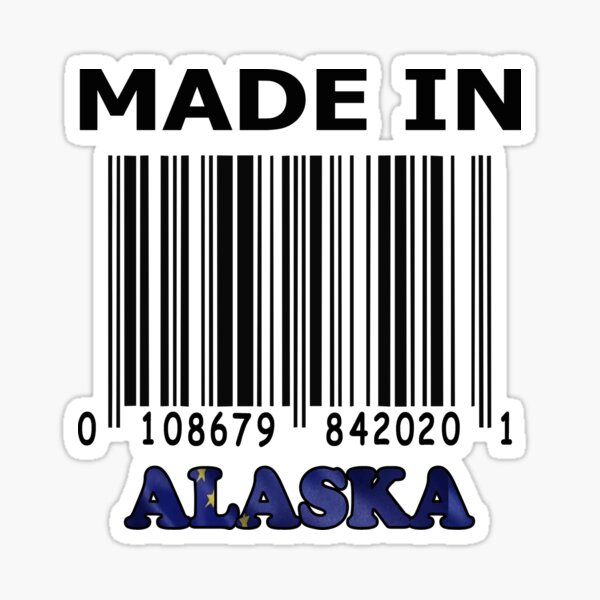 Fake bar code made in Alaska Sticker