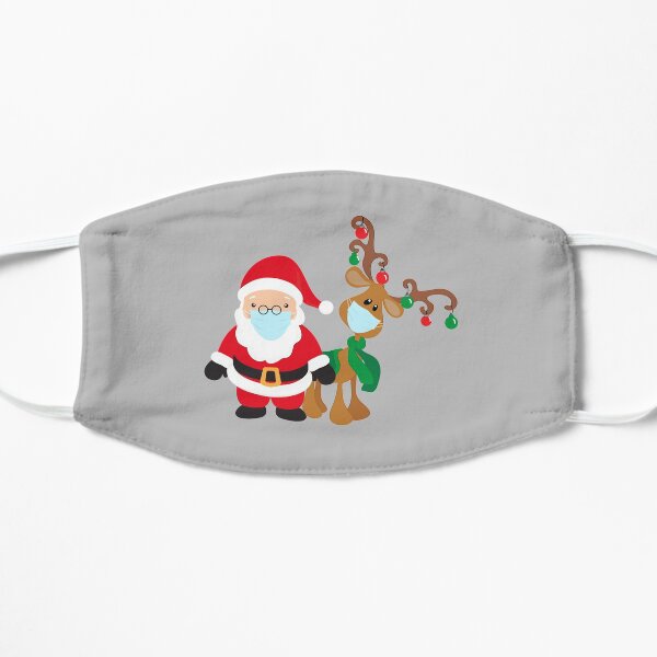 Reindeer and Santa Wearing Face Masks 2020 Christmas Flat Mask