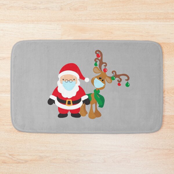 Item preview,  Reindeer and Santa Wearing Face Masks 2020 Christmas designed and sold by ColorFlowArt.