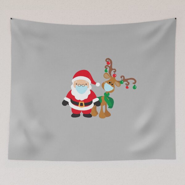 Item preview,  Reindeer and Santa Wearing Face Masks 2020 Christmas designed and sold by ColorFlowArt.