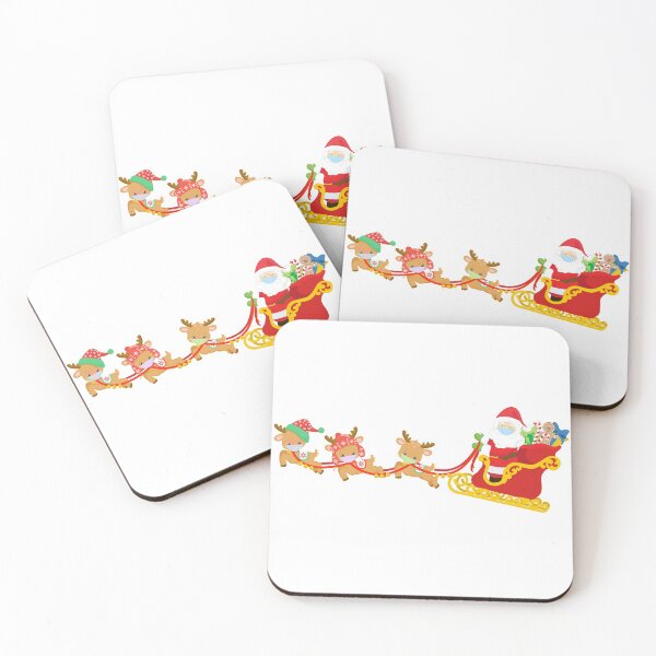 Item preview, Santa Sled with Reindeer Face Masks 2020 designed and sold by ColorFlowArt.
