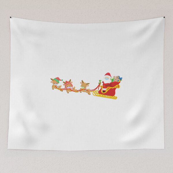 Item preview, Santa Sled with Reindeer Face Masks 2020 designed and sold by ColorFlowArt.