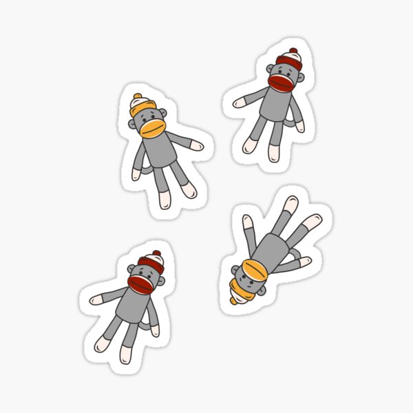 Cozy Winter Sock Monkey Pattern Sticker