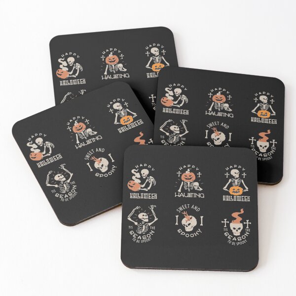 Item preview, Happy Hunting with spooky skeletons and pumpkin faces designed and sold by Graphix-Space.