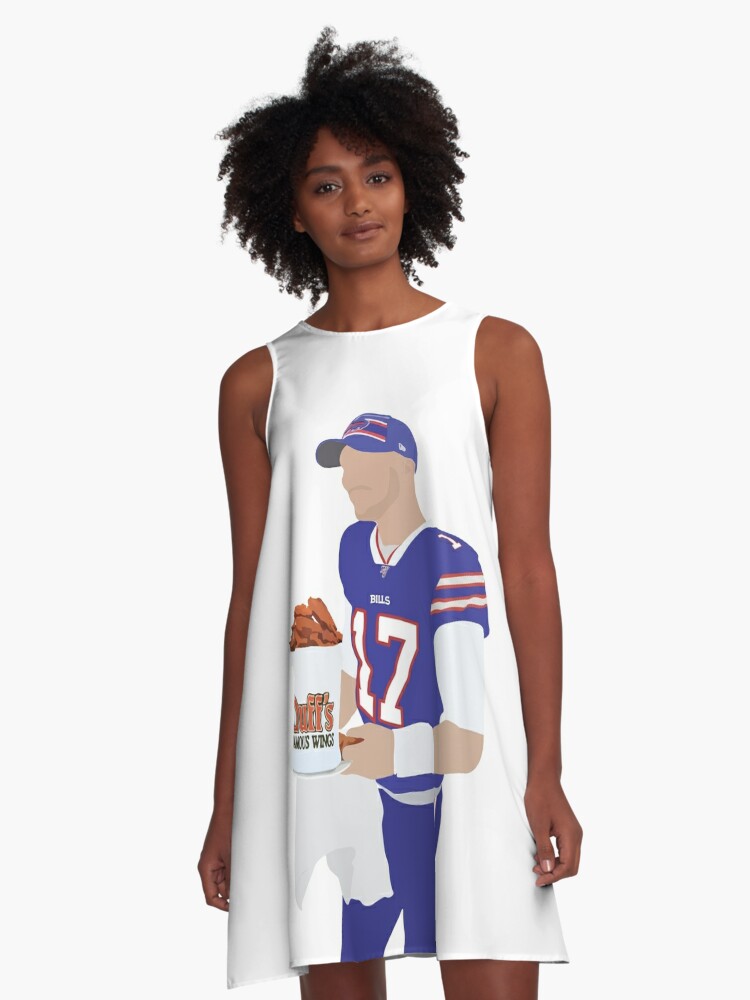 Josh Allen, Buffalo Bills, Duff's Chicken Wings Sticker | A-Line Dress