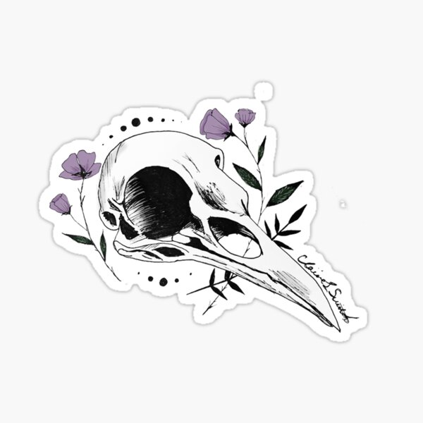 Raven Skull with Lilac Sticker