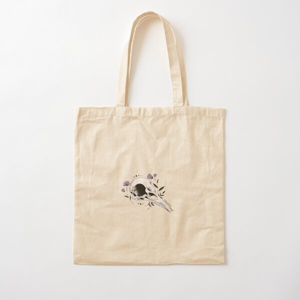 Raven Skull with Lilac Cotton Tote Bag
