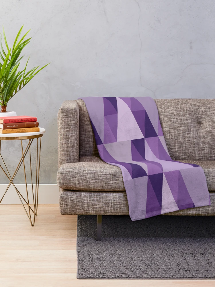 Thumbnail 2 of 6, Throw Blanket, Horizontal Triangles Pattern – Purple designed and sold by RoguePatterns.