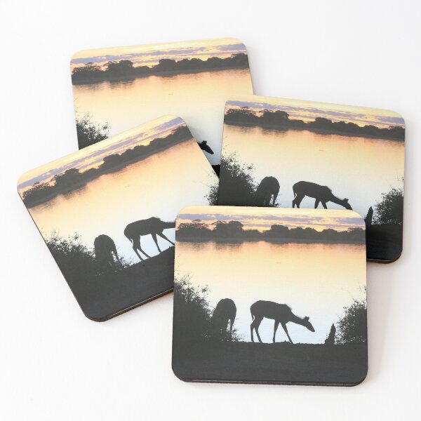 Item preview, Antelope Silhouettes at Sunset. Chobe River, South Africa designed and sold by KarenZuk.
