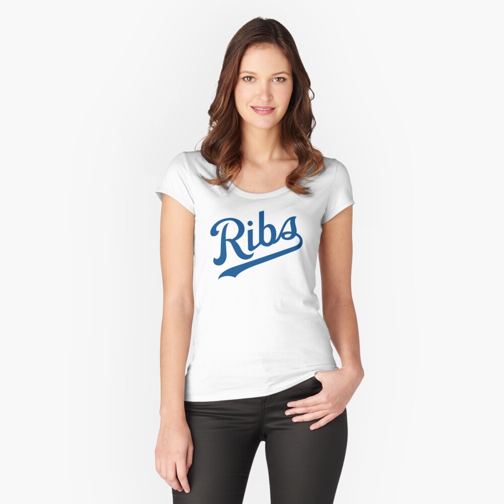 KC Ribs - White 1 Fitted Scoop T-Shirt