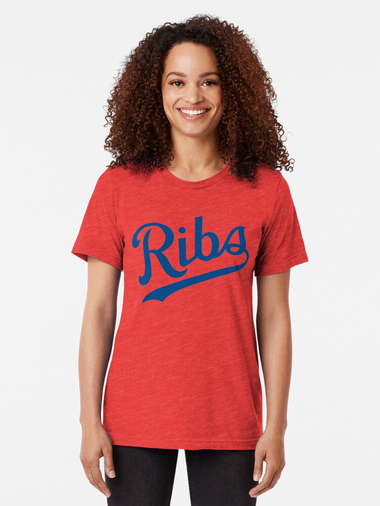 Alternate view of KC Ribs - White 1 Tri-blend T-Shirt