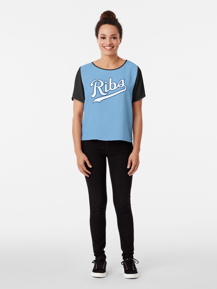 Alternate view of KC Ribs - Powder Blue 2 Chiffon Top