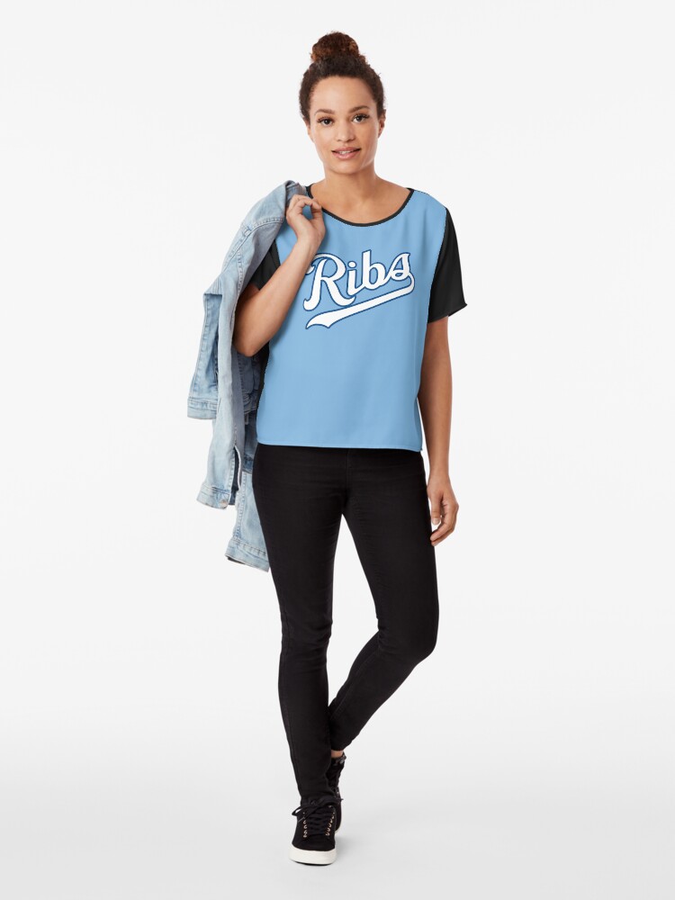 Alternate view of KC Ribs - Powder Blue 2 Chiffon Top