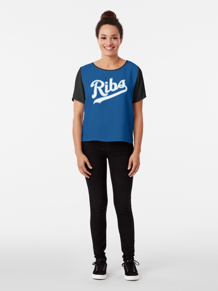Alternate view of KC Ribs - Blue 2 Chiffon Top