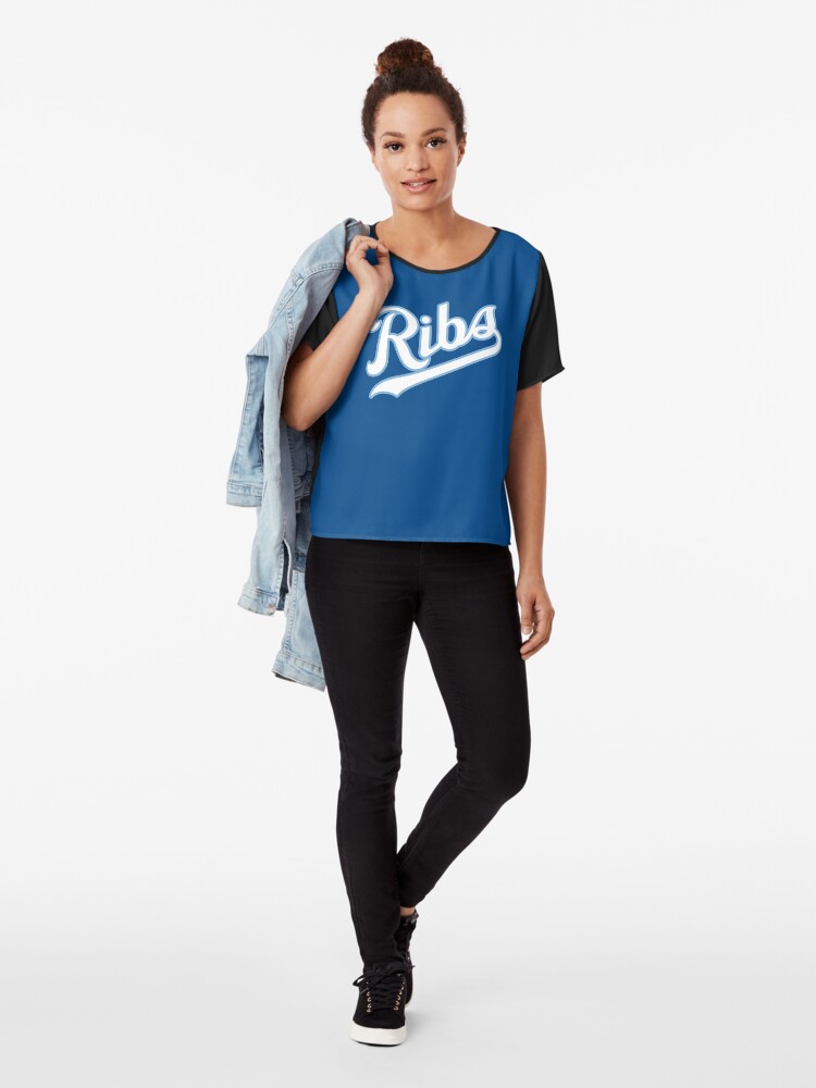 Alternate view of KC Ribs - Blue 2 Chiffon Top