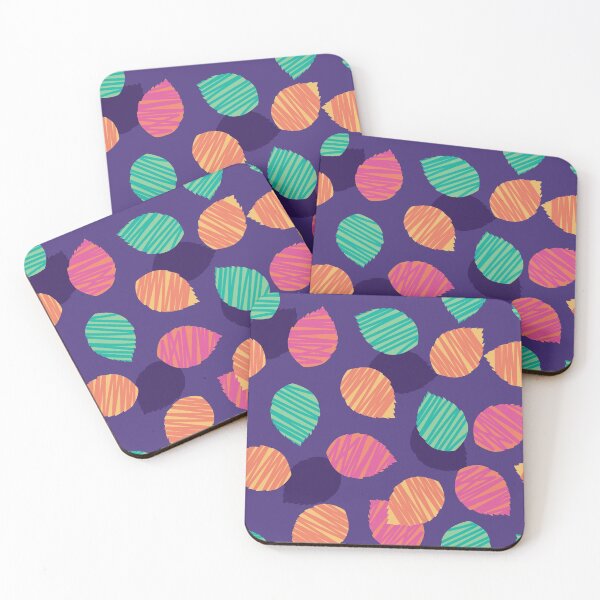 Item preview, Vector purple colourful abstract leaves shapes polka dot pattern. designed and sold by jamiesoondesign.