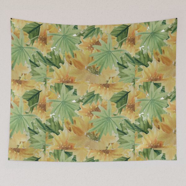 Item preview, sunflowers and leaves collage | watercolor artwork designed and sold by Musiccityartfix.