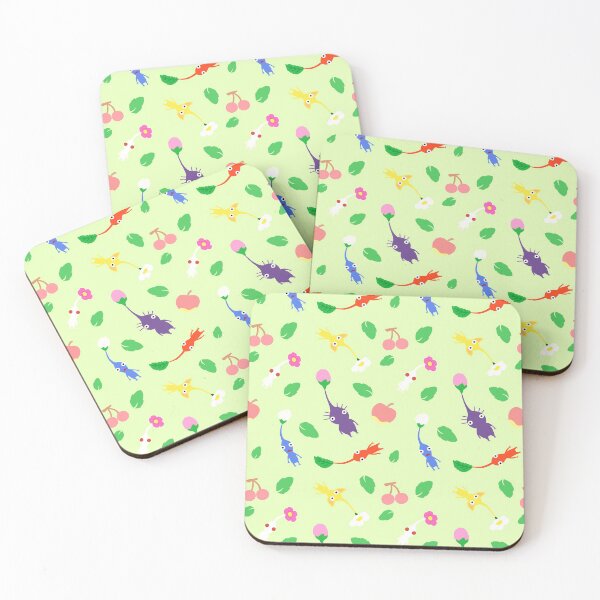 cute pikmin pattern Coasters (Set of 4)