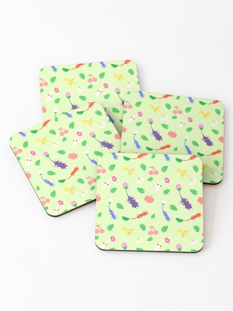 Thumbnail 1 of 5, Coasters (Set of 4), cute pikmin pattern designed and sold by Mkawaii.
