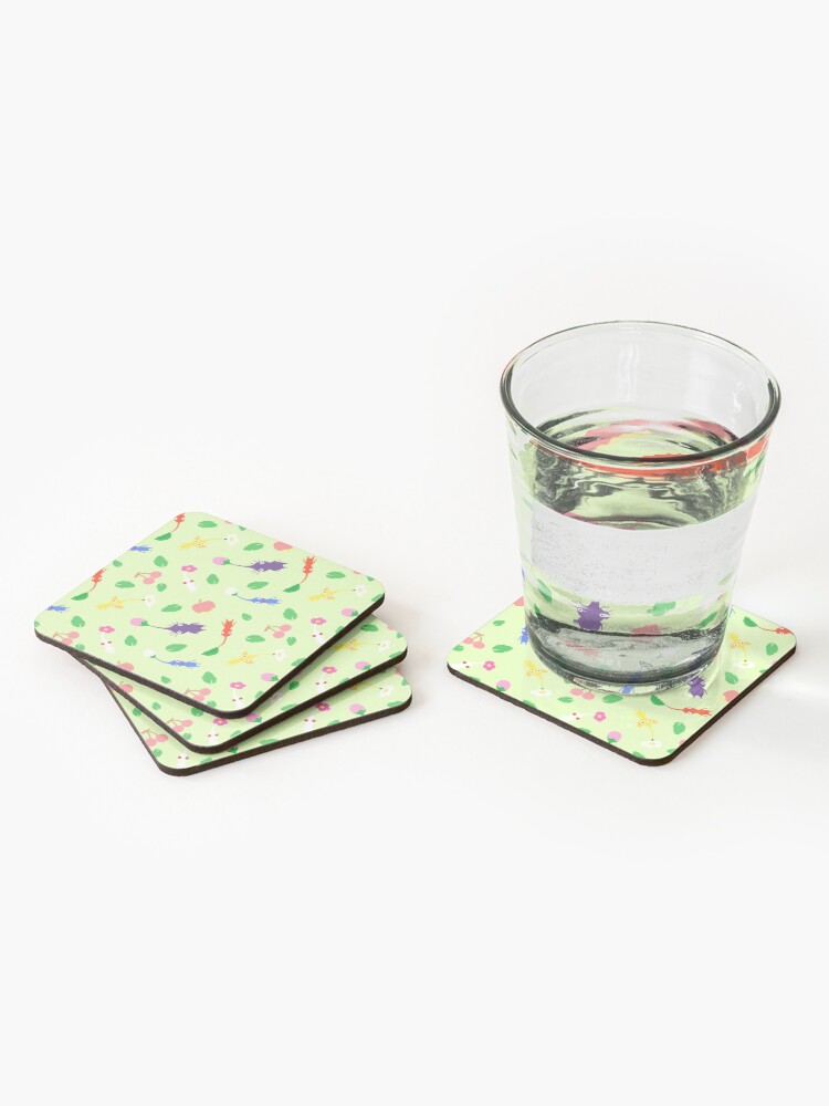 Thumbnail 2 of 5, Coasters (Set of 4), cute pikmin pattern designed and sold by Mkawaii.