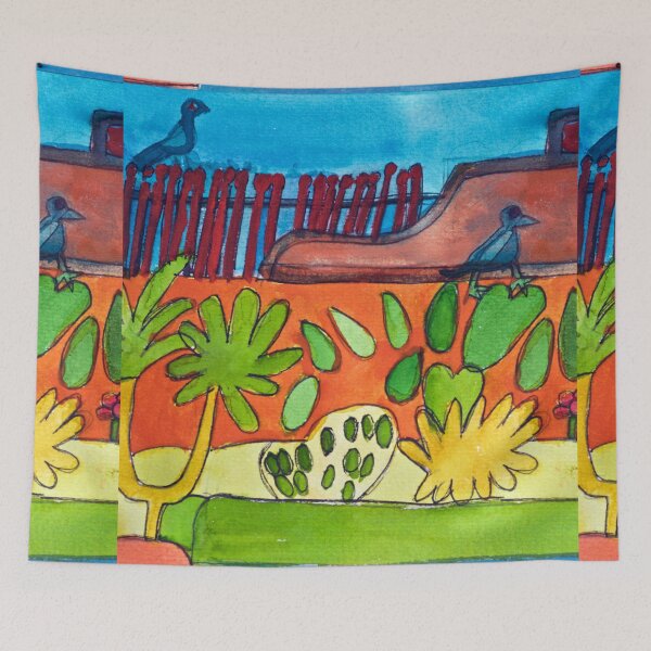 Item preview, Mexican Garden Courtyard Zionart Zion Levy Stewart Artist designed and sold by Zion Levy Stewart.