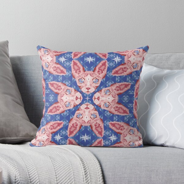 Sphynx Cat - Rose Quartz and Serenity version Throw Pillow