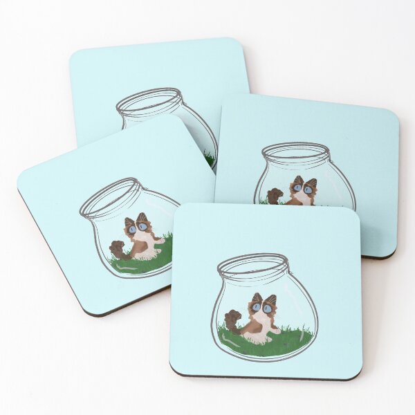 Item preview, Snowshoe Cat in glass bottle designed and sold by Salem Scribbles.