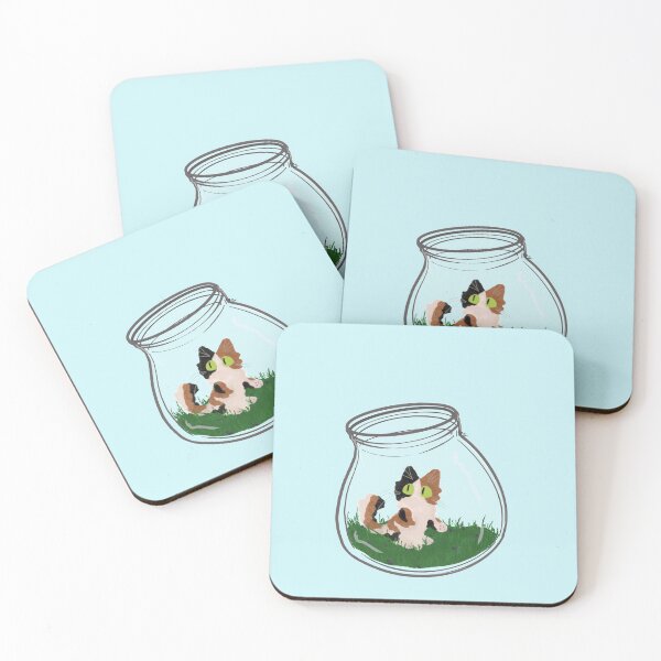 Item preview, Japanese bobtail Cat or calico in glass bottle designed and sold by Salem Scribbles.